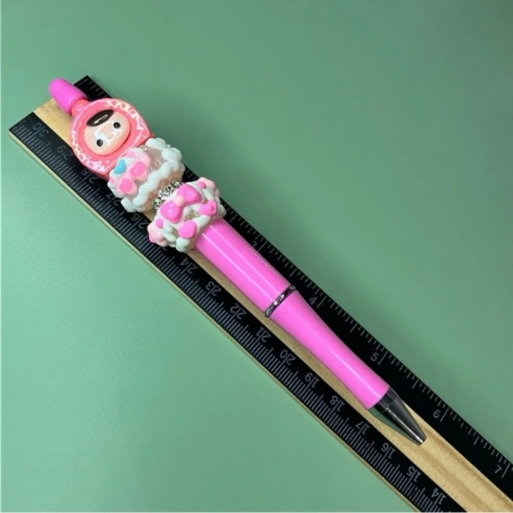 Hand Crafted Pink Novelty Doll Beaded Pen